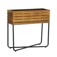 Rect Planter W Metal Legs Natural