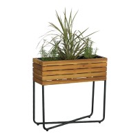 Rect Planter W Metal Legs Natural