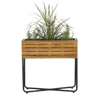 Rect Planter W Metal Legs Natural