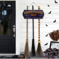 Oriental Cherry Halloween Decorations Halloween Decor Broom Parking Sign With 3 Wooden Witches Brooms Hocus Pocus Cute Dec