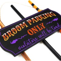 Oriental Cherry Halloween Decorations Halloween Decor Broom Parking Sign With 3 Wooden Witches Brooms Hocus Pocus Cute Dec