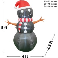 Productz Christmas Decorations 5 Ft Black Inflatable Snowman Wchristmas Hat Unique Holiday Blow Up Outdoorindoorhouseyard De