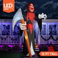 Joiedomi 12 Ft Tall Halloween Inflatable Outdoor Decoration  Blow Up Halloween Yard Decorations  Grim Reaper Halloween Decorations Inflatables With Led For Halloween Decor  Scary Halloween Decoration