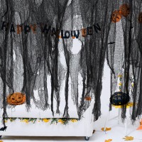 Sfcddtlg 300 X 30 Inch Halloween Spooky Cloth Black Large Size Halloween Scary Creepy Cloth Windows Doorways Cover Gauze For