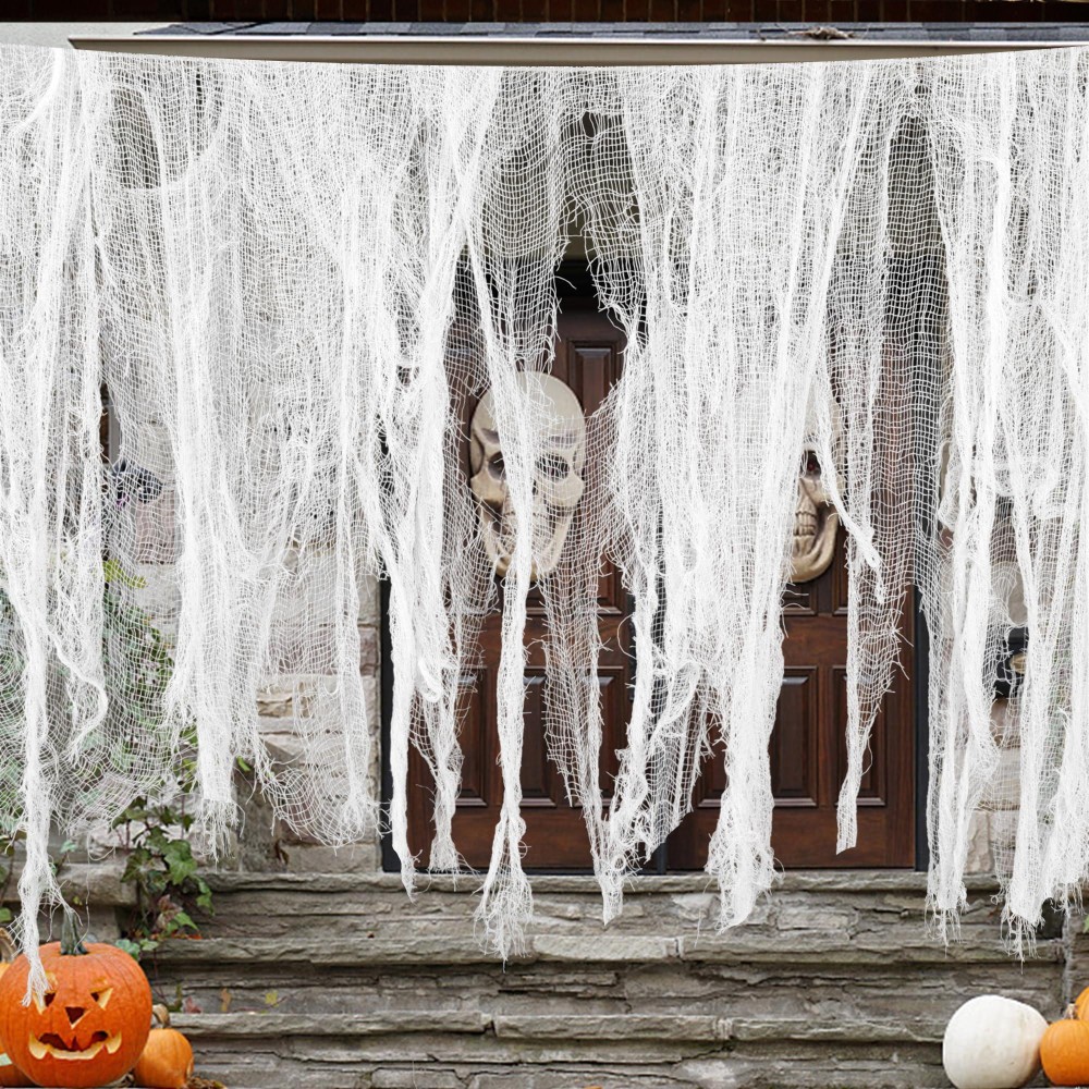 Sfcddtlg 300 X 30 Inch Halloween Spooky Cloth White Large Size Halloween Scary Creepy Cloth Windows Doorways Cover Gauze For