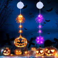 Lyhope Halloween Decorations Window Lights Hanging Halloween Lights Pumpkin Spider Web Lights Battery Halloween Lights With T