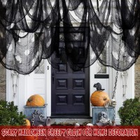 Zeedix Halloween Black Creepy Cloth 79 X 400In Giant Spooky Cheesecloth Decoration Scary Gauze Cloth For Halloween Party Supplie