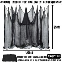 Zeedix Halloween Black Creepy Cloth 85In X 100Ft Giant Halloween Cloth Home Deco Spooky Scary Gauze Cloth For Halloween Party Su