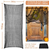 Zeedix 12 Pack Black Halloween Creepy Cloth 30 X 75 Inch Halloween Decoration Spooky Scary Gauze Cloth Black Cheesecloth For Hal