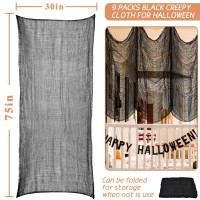 Zeedix 9 Pack Black Halloween Creepy Cloth 30 X 75 Inch Halloween Decoration Spooky Scary Gauze Cloth Black Cheesecloth For Hall