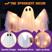 Joyin Halloween Hanging Light Up Ghost With Spooky Warm White Led Light 47 White Hanging Ghosts Halloween Hanging Decoratio