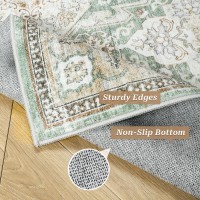 Soalmost Area Rugs 5X7 Washable Rugs Stain Resistant 5X7 Area Rugs For Living Room Bedroom Dining Room Vintage Farmhouse Gree