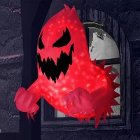 Joiedomi 45 Ft Halloween Inflatable Ghost Broke Out From Window With Builtin Rotating Red Led Blow Up Flying Ghost For Hallow