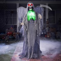 Joyin 67 Halloween Decorations Outdoor Life Size Animatronics Grim Reaper Soundactived Halloween Party Decors With Creepy So