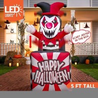 Joiedomi 5 Ft Halloween Inflatables Decorations Outdoor  Halloween Inflatable Decor With Built-In Leds Halloween Animatronics Clown Halloween Inflatable Party Decoration Outside For Yard Lawn Garden