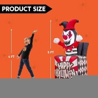 Joiedomi 5 Ft Halloween Inflatables Decorations Outdoor  Halloween Inflatable Decor With Built-In Leds Halloween Animatronics Clown Halloween Inflatable Party Decoration Outside For Yard Lawn Garden