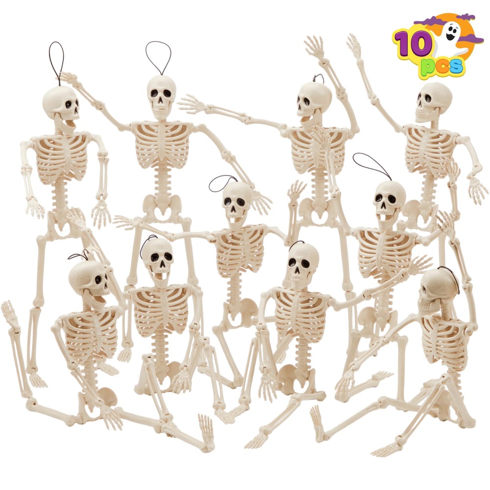 Joyin 10 Pcs 16 Inches Halloween Hanging Skeletons Full Body Skeletons Realistic Human Plastic Bones With Posable Joints For Hal