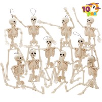 Joyin 10 Pcs 16 Inches Halloween Hanging Skeletons Full Body Skeletons Realistic Human Plastic Bones With Posable Joints For Hal