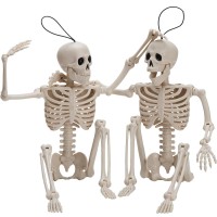 Joyin 2 Pcs 16 Inches Halloween Skeletons Full Body Posable Joints Skeletons For Halloween Graveyard Decorations Haunted House