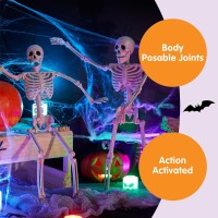 Joyin 2 Pcs 16 Inches Halloween Skeletons Full Body Posable Joints Skeletons For Halloween Graveyard Decorations Haunted House