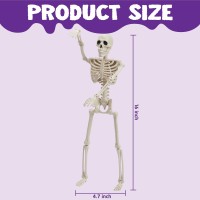 Joyin 2 Pcs 16 Inches Halloween Skeletons Full Body Posable Joints Skeletons For Halloween Graveyard Decorations Haunted House