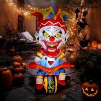 Wbhome 4 Ft Halloween Inflatable Outdoor Clown Bicycle Decorations  Day Of The Dead Blow Up Yard Decor With Built-In Led Light (Plug In) For Lawn Home Dia De Los Muertos Party Indoor Outdoor