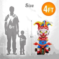 Wbhome 4 Ft Halloween Inflatable Outdoor Clown Bicycle Decorations  Day Of The Dead Blow Up Yard Decor With Built-In Led Light (Plug In) For Lawn Home Dia De Los Muertos Party Indoor Outdoor