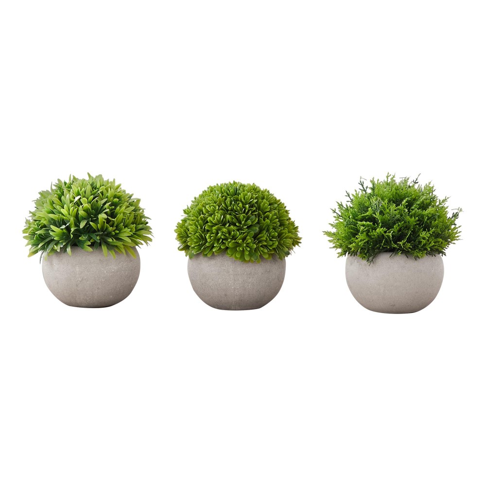 Artificial Plant 5 Tall Grass Indoor Faux Fake Table Greenery Potted Set Of 3 Decorative Green Plants Grey Pots