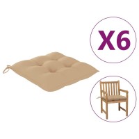vidaXL Chair Cushions 6 pcs Beige 197x197x28 Fabric