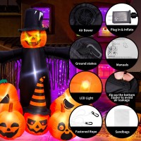 Max Fun 7Ft Halloween Inflatables Pumpkin Decorations With Led Buildin Halloween Yard Decoration Blow Up Inflatables For Outdoo