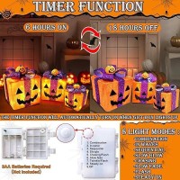 [ 8 Modes & Timer ] 3 Pack Lighted Halloween Pumpkin Decorations With 60 Led Lights Battery Operated Jack-O-Lantern Gift Box Halloween Outdoor Yard Decor For Holiday Home Indoor Garden Party Favors