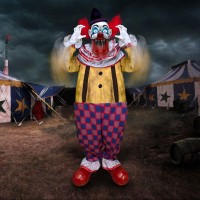 Haunted Hill Farm Motionactivated Startling Arms Clown By Tekky Talking Scare Prop Halloween Animatronic For Indoor Or Covered