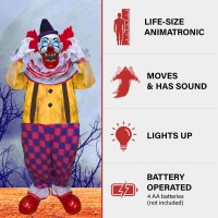 Haunted Hill Farm Motionactivated Startling Arms Clown By Tekky Talking Scare Prop Halloween Animatronic For Indoor Or Covered