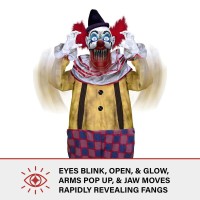 Haunted Hill Farm Motionactivated Startling Arms Clown By Tekky Talking Scare Prop Halloween Animatronic For Indoor Or Covered