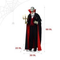 Haunted Hill Farm 55Ft Tall Vampire Host Motionactivated Talking Halloween Animatronic For Indoor Or Covered Outdoor Creepy