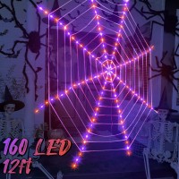 Halloween Spider Web Lights Decoration 12 Ft Lighted Spider Web Giant Halloween Yard Outdoor Decorations With 160 Led Waterproof