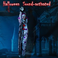 Hollyhome Halloween Animated Hanging Clown With Glowing Eyes Creepy Sound And Shaking Body Halloween Decorations Outdoor Scary H