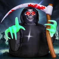 Mgparty Halloween Inflatables Decorations Grim Reaper Outdoor Halloween Decor With Buildin Leds Blow Up Inflatable For Hallowee