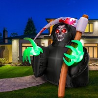 Mgparty Halloween Inflatables Decorations Grim Reaper Outdoor Halloween Decor With Buildin Leds Blow Up Inflatable For Hallowee