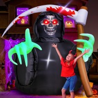 Mgparty Halloween Inflatables Decorations Grim Reaper Outdoor Halloween Decor With Buildin Leds Blow Up Inflatable For Hallowee