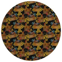 IndoorOutdoor Kendall KE2 Black Washable 8 x 8 Round Rug