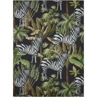 IndoorOutdoor Tropics TC13 Black Washable 3 x 5 Rug