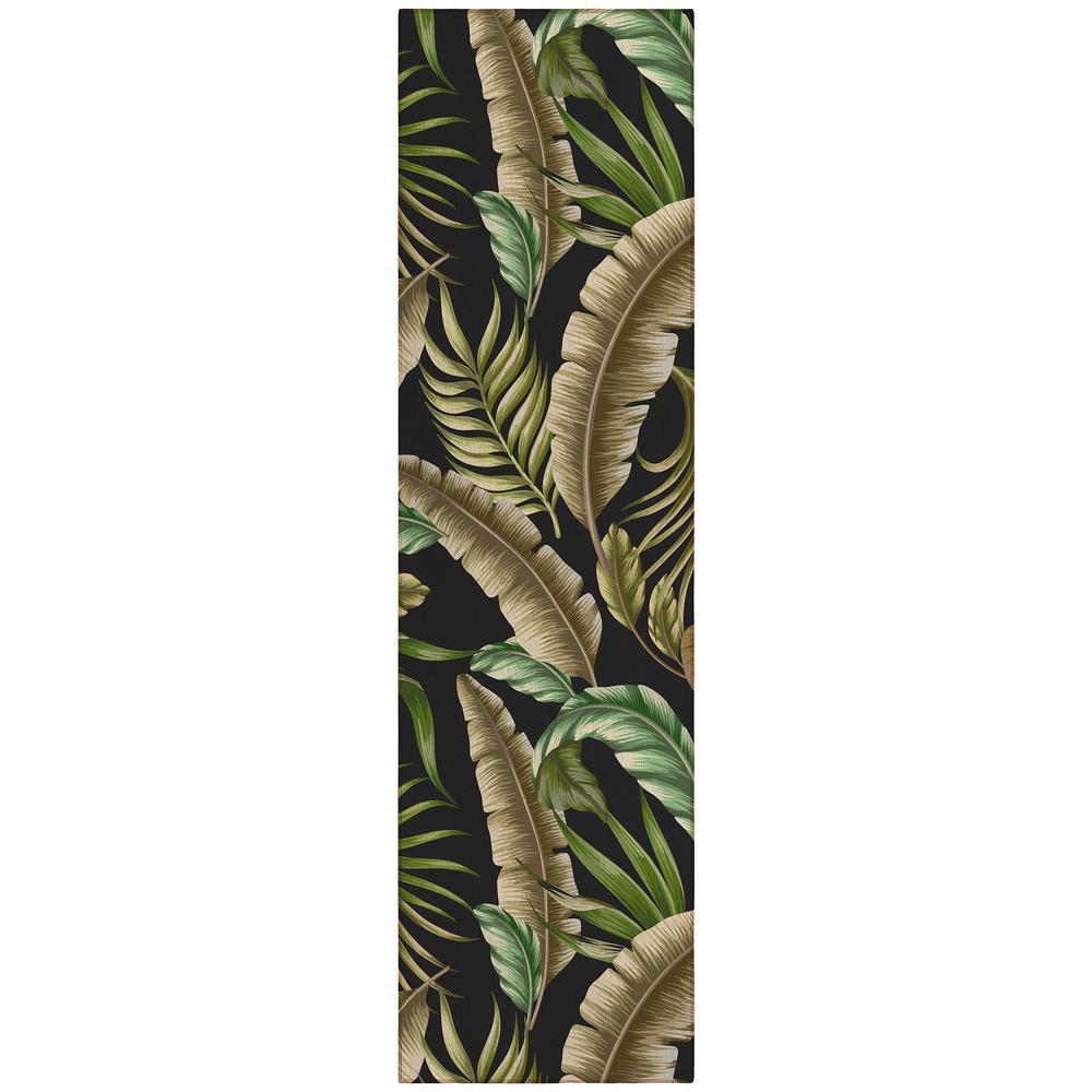 IndoorOutdoor Tropics TC1 Black Washable 23 x 76 Runner Rug