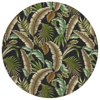 IndoorOutdoor Tropics TC1 Black Washable 8 x 8 Round Rug