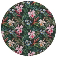 IndoorOutdoor Tropics TC6 Black Washable 8 x 8 Round Rug