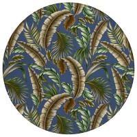 IndoorOutdoor Tropics TC1 Indigo Washable 8 x 8 Round Rug