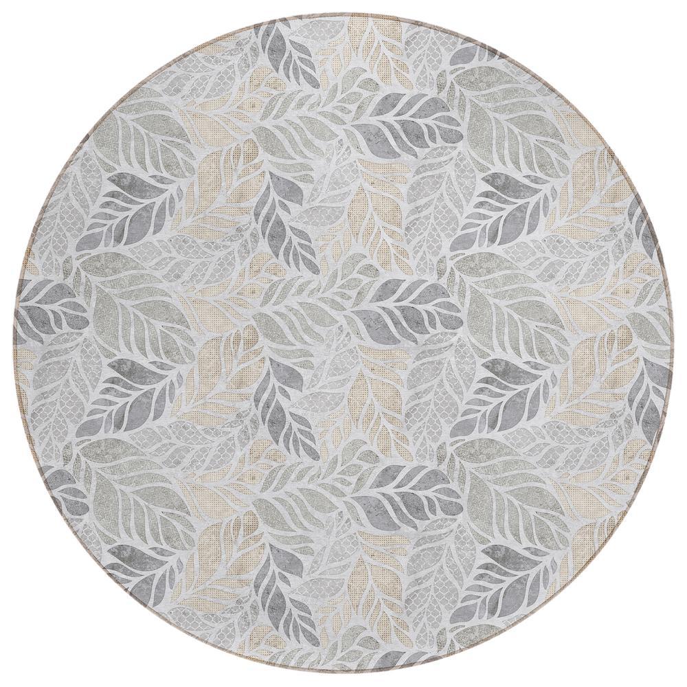 IndoorOutdoor Tropics TC3 Grey Washable 8 x 8 Round Rug