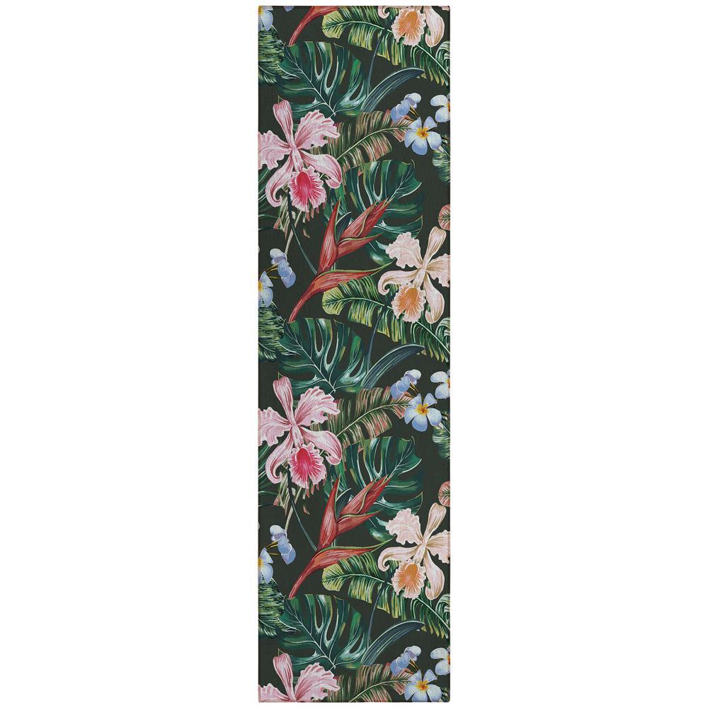 IndoorOutdoor Tropics TC6 Black Washable 23 x 76 Runner Rug