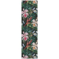 IndoorOutdoor Tropics TC6 Black Washable 23 x 76 Runner Rug