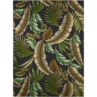 IndoorOutdoor Tropics TC1 Black Washable 3 x 5 Rug